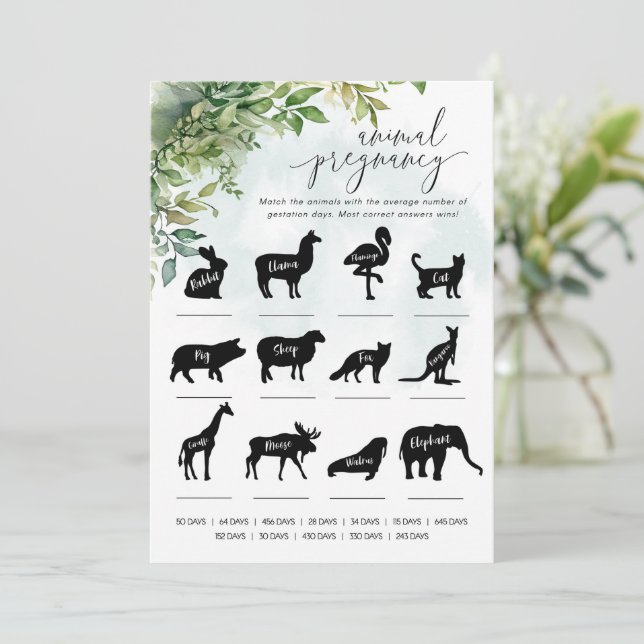 Invitación Juego Baby Shower de Embarazo Animal (Anverso de pie)