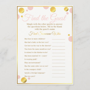 Invitación Juego Baby Shower "Find the Guest" (Encuentra al i