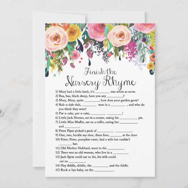 Invitación Juego Baby Shower Garden con respuesta 5 x 7 (Anverso)