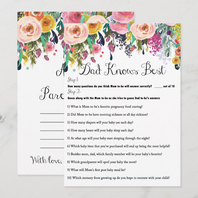 Invitación Juego Baby Shower Jardín de flores de 2x7 (Anverso / Reverso)