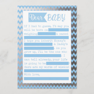 Invitación Juego Baby Shower MadLibs, aspecto de Relieve meta