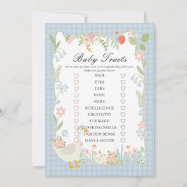 Invitación Juego Blue Silly Goose Floral Gingham Baby Trats