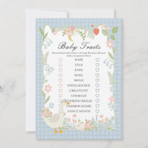 Invitación Juego Blue Silly Goose Floral Gingham Baby Trats