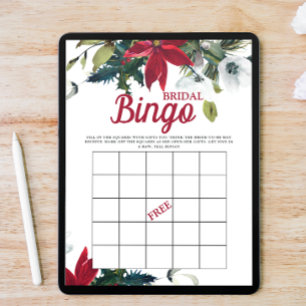 Invitación Juego Bridal Bingo Winter Poinsettia Bridal Shower