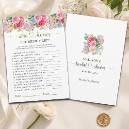 Invitación Juego Chic Floral Quién Conoce Mejor a la Novia