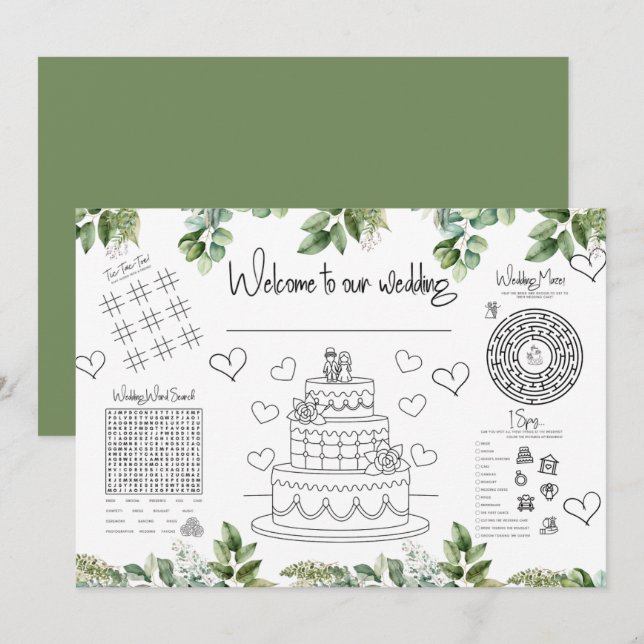 Invitación Juego de actividades para niños bodas (Anverso / Reverso)