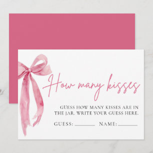 Invitación Juego de Adivina Cuántos Besos con Lazo Rosa Sonro