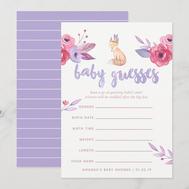 Invitación Juego de adivinaciones de Baby Shower tribal de co (Anverso / Reverso)