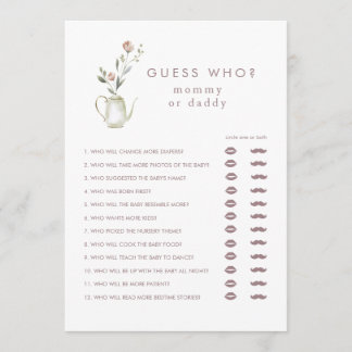 Invitación Juego de adivinanza para baby shower con tema de f