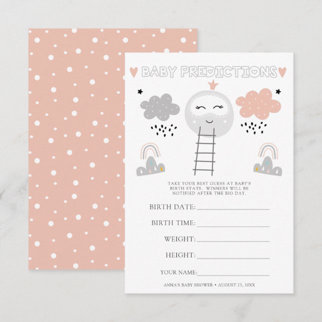 Invitación Juego de adivinanzas de Baby Shower camino a la lu (Anverso / Reverso)