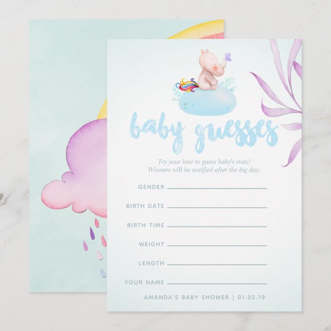 Invitación Juego de adivinanzas de Baby Shower tribal de colo (Anverso / Reverso)