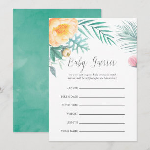 Invitación Juego de adivinanzas para baby shower floral de me
