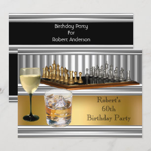 Invitación Juego de ajedrez de metal dorado para cumpleaños 6