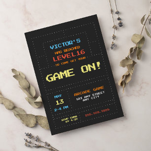 Invitación Juego de Arcade Retro Niños Fiesta de cumpleaños