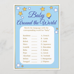 Invitación Juego de Baby Shower alrededor de las estrellas de