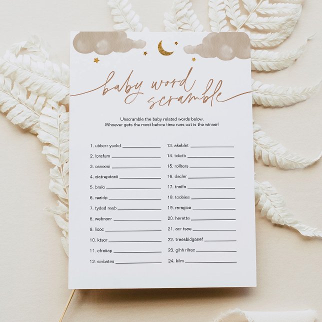 Invitación Juego de Baby Shower Baby Word Scramble Twinkle St (Subido por el creador)