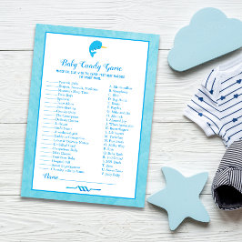 Invitación Juego de Baby Shower Blue Narwhal Baby Candy