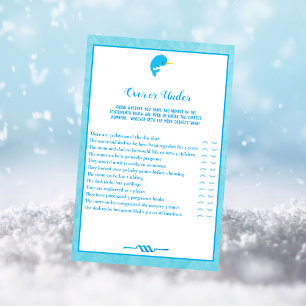 Invitación Juego de Baby Shower Blue Narwhal Over and Under