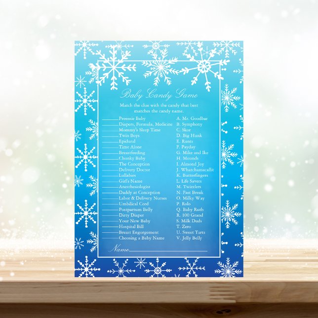 Invitación Juego de Baby Shower Blue Snowflake Baby Candy (Subido por el creador)