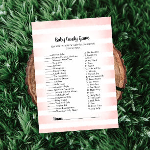 Invitación Juego de Baby Shower Candy de bebé rosado para con