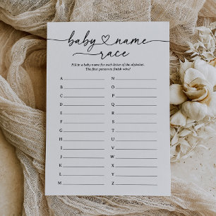 Invitación Juego de Baby Shower con guión moderno de nombre d