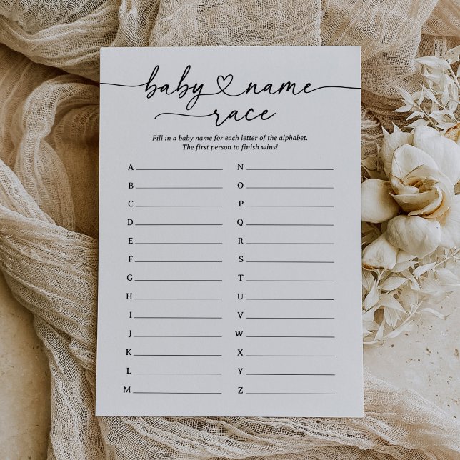 Invitación Juego de Baby Shower con guión moderno de nombre d (Subido por el creador)