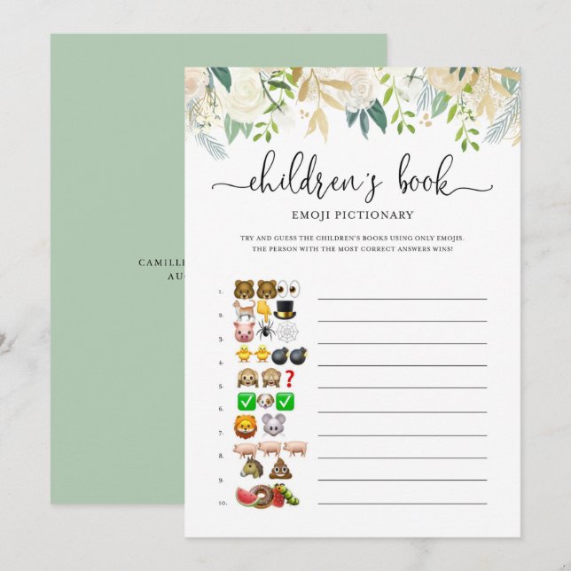 Invitación Juego de Baby Shower con imágenes de la Emoji de o (Anverso / Reverso)