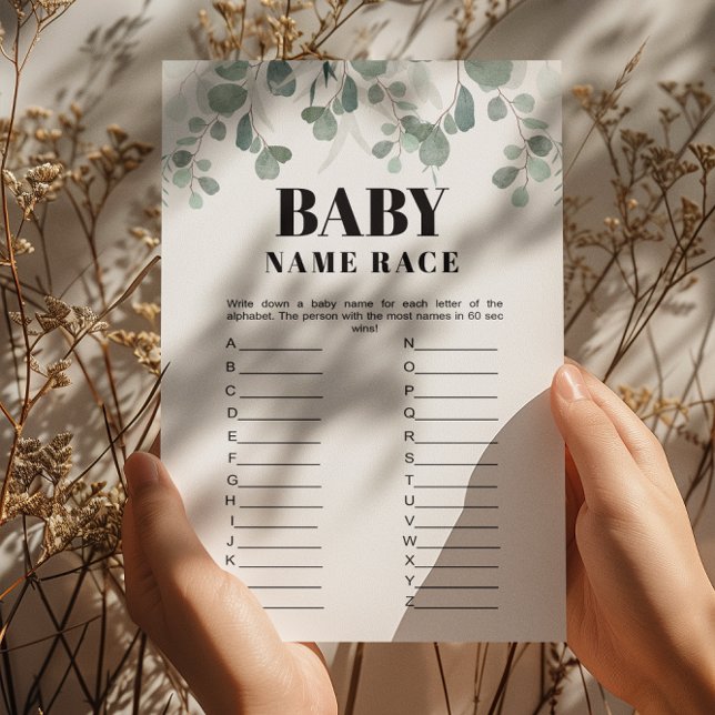 Invitación Juego de Baby Shower con nombre de verde imprimibl (Subido por el creador)