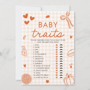 Invitación Juego de Baby Shower con trazos de bebé dibujados 