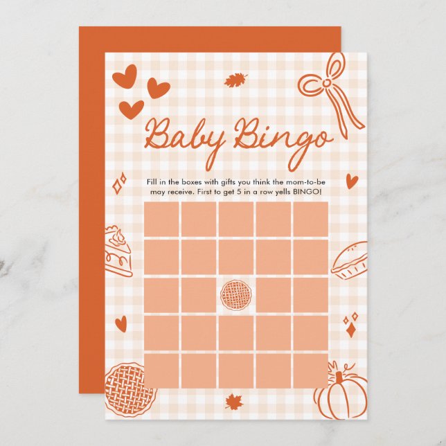 Invitación Juego de Baby Shower de Bingo de Bebé de Caída (Anverso / Reverso)