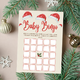 Invitación Juego de Baby Shower de Bingo para Navidades de Sa