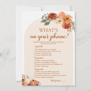 Invitación Juego de baby shower de calabaza de otoño ¿Qué hay