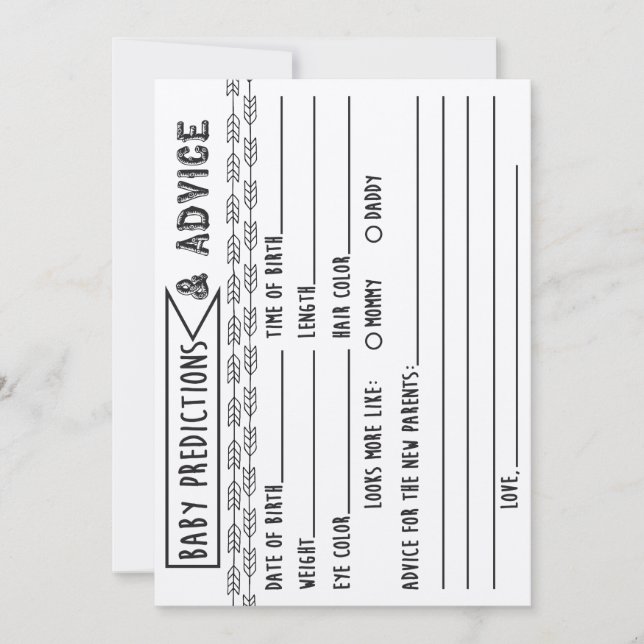 Invitación Juego de Baby Shower de consejos y predicciones pa (Anverso)