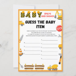 Invitación Juego de Baby Shower de construcción - Nombre edit