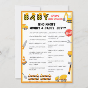 Invitación Juego de Baby Shower de construcción - Nombre modi