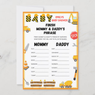 Invitación Juego de Baby Shower de construcción - Nombre modi