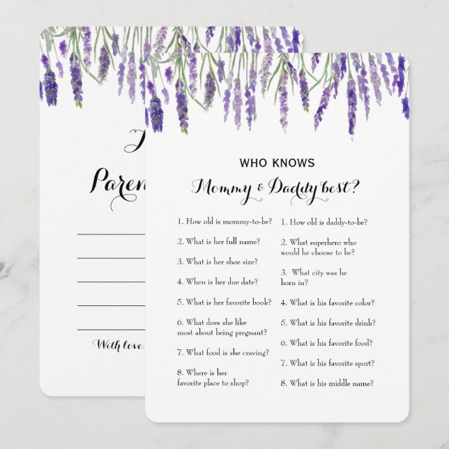 Invitación Juego de Baby Shower de doble cara - Consejos | Qu (Anverso / Reverso)