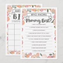 Juego de Baby Shower de doble cara de Rosa vintage