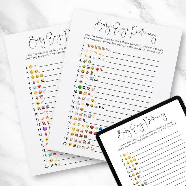 Invitación Juego de Baby Shower de Emoji moderna de doble car (Subido por el creador)