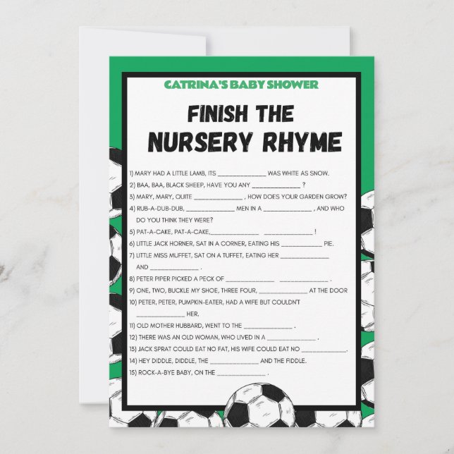 Invitación Juego de Baby Shower de fútbol, fútbol - Nombre ed (Anverso)