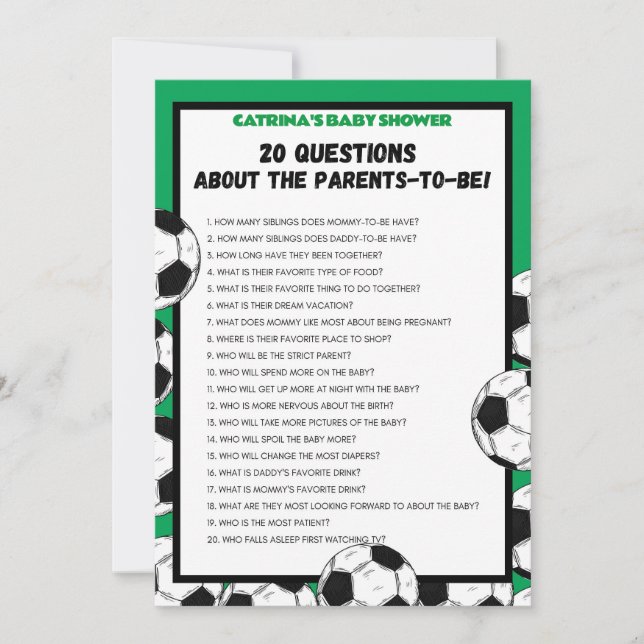 Invitación Juego de Baby Shower de fútbol, fútbol - Nombre ed (Anverso)