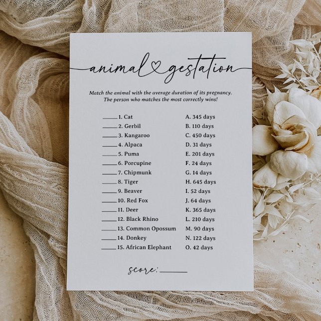 Invitación Juego de Baby Shower de Gestación de animales con  (Subido por el creador)