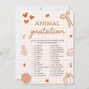 Invitación Juego de Baby Shower de Gestación de animales dibu