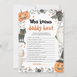 Invitación Juego de Baby Shower de Halloween Quién Conoce Mej