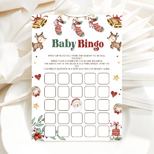Invitación Juego de Baby Shower de navidades Santa Baby Bingo