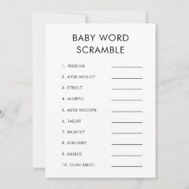 Invitación Juego de Baby Shower de Palabra de Bebé minimalist