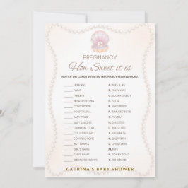 Invitación Juego de baby shower de perla - Nombre editable, 5
