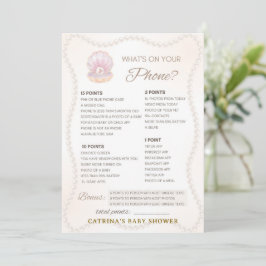 Invitación Juego de Baby Shower de Perla - Nombre Editable, 5