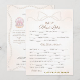 Invitación Juego de baby shower de perla - Nombre editable, 5