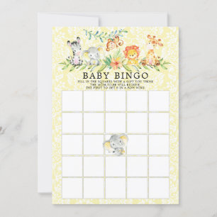 Invitación Juego de Baby Shower de Sweet Safari Animals BINGO